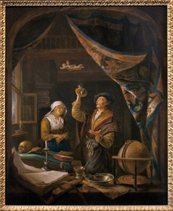 El doctor en orina. De una pintura de Gerard Dow