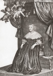 María de Médicis, reina de Francia. Retrato (grabado) de Gerrit van (after) Honthorst