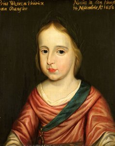 Retrato de Guillermo III Príncipe de Orange, c.1653 (óleo sobre tabla) de Gerrit van (after) Honthorst