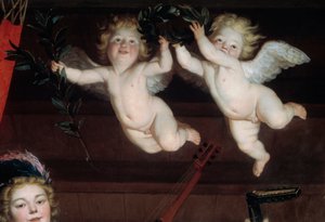 Los ángeles (detalle) de Gerrit van Honthorst