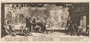 Saqueo de una gran granja de Gerrit van Schagen after Jacques Callot