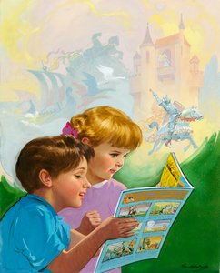 Niño y niña leyendo