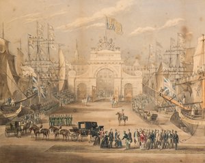 Recepción de la Reina Victoria, el Príncipe Alberto y la Princesa Real en Dundee de Gershom Gourlay Cumming