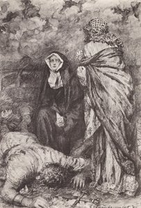 Ilustración para La historia de Hereward, el campeón de Inglaterra (litografía) de Gertrude E. Demain (after) Hammond