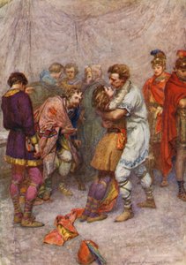 La obra de William Shakespeare Cymbeline (litografía en color) de Gertrude E. Demain (after) Hammond