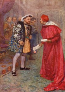 La obra de William Shakespeare Enrique VIII (litografía en color) de Gertrude E. Demain (after) Hammond