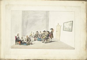 Compañía de diez jóvenes en un interior de Gesina ter Borch (signed by artist)