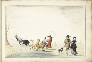 trineo en el hielo de Gesina ter Borch (signed by artist)