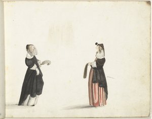 dos, posición, mujeres, en perfil