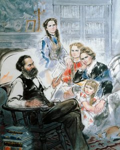 Karl Marx y su familia (acuarela) de Ghan Zen Mon