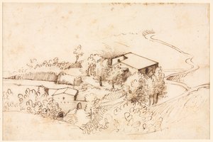 Farm with Trees in a Hilly Landscape (verso) de Gherardo Cibo