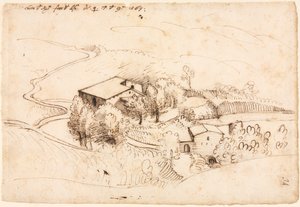 Farm with Trees in a Hilly Landscape de Gherardo Cibo