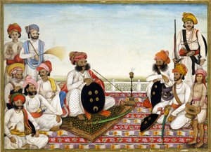 Thakur Dawlat Singh entre cortesanos, ca 1825