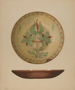 Plato con tulipán y dos flores, 1938