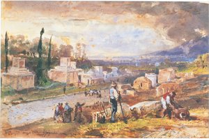 Italia, Pompeya, La Calle de las Tumbas 1862 de Giacinto Gigante