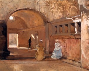 Los baños de Pompeya Acuarela de Giacinto Gigante (1806-1876) siglo XIX Galleria Nazionale d