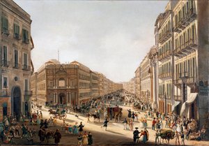 Vista de la calle Toledo en Nápoles de Giacinto Gigante