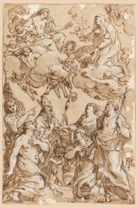 Dibujo, Cristo y la Virgen con santos patronos de Pistoia, 1638
