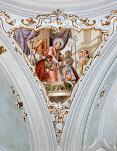 San Luis Gonzaga recibiendo su Primera Comunión de San Carlos Borromeo de Giacomo Ceruti