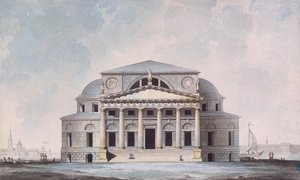 Fachada del edificio de la Bolsa en San Petersburgo, 1783
