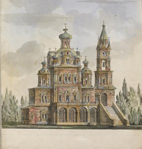 Proyecto para la Iglesia de la Dormición de la Theotokos en la calle Pokrovka en Moscú de Giacomo Antonio Domenico Quarenghi