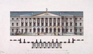 Proyecto del Instituto Smolny. La fachada principal y el plano de la planta baja, 1806-1808 de Giacomo Antonio Domenico Quarenghi