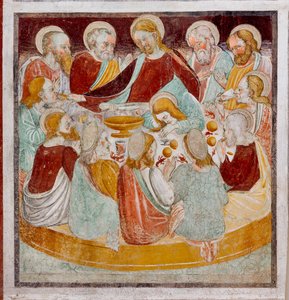 La Última Cena, detalle de la Vida de Jesús de Giacomo Borlone de Buschis