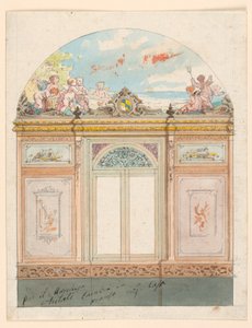 Dibujo, Decoración mural pintada, 1870
