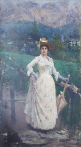 Dama en el campo de Giacomo Grosso