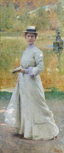 Retrato al aire libre, c.1902 (óleo sobre lienzo) de Giacomo Grosso