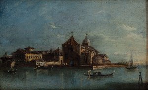 La isla de Santo Spirito c.1790 (Óleo sobre lienzo) de Giacomo Guardi