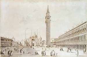 Vista de la Piazza San Marco hacia la Basílica y el Campanile de Giacomo Guardi