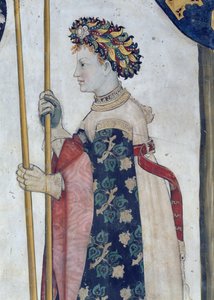 Los Nueve Dignos y las Nueve Mujeres Dignas, detalle de Semiramis, 1418-30