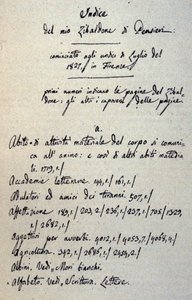 Incipit del manuscrito del Zibaldone (o “Pensieri”) de Giacomo Leopardi (1798-1837). 1817-1832 de Giacomo Leopardi