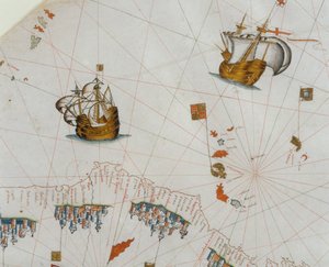 Mapa náutico, detalle de las Islas Canarias, 1564 de Giacomo Maggiolo