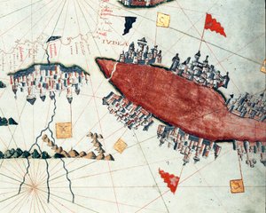 El Mar Rojo y el Canal de Suez (portulano) de Giacomo Maggiolo