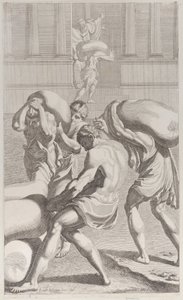 Hombres llevando sacos de plomo al monasterio de San Benito, 1687-1717 de Giacomo Maria Giovannini