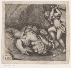 David decapita a Goliat Escenas posteriores a los frescos de Pordenone en el Santo Stefano de Venecia (título de la serie) de Giacomo Piccini