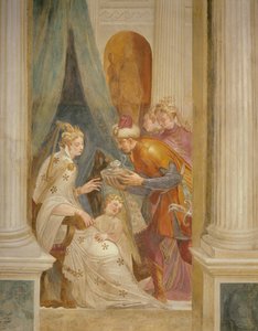 Pared derecha que representa a Sofonisba con su hijo recibiendo el siguiente bote de veneno (fresco)