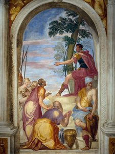 La misericordia de Escipión, Escipión reúne al derrotado Aluccio con su esposa de Giambattista Zelotti