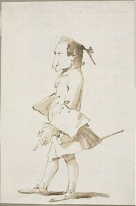 Caricatura de un hombre, de cuerpo entero, mirando a la izquierda de Giambattista Tiepolo