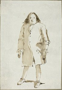 Caricatura de un hombre, de cuerpo entero, de frente