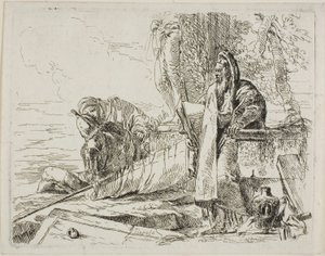 Filósofo de pie y dos figuras más, de Capricci de Giambattista Tiepolo