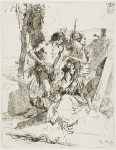 El descubrimiento de la tumba de Punchinello, de Scherzi de Giambattista Tiepolo