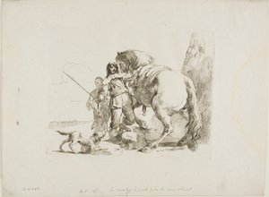 El jinete de pie junto a su caballo, de Capricci de Giambattista Tiepolo