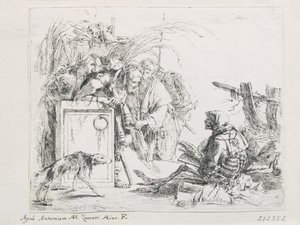 La visita en la muerte. De la serie Caprichos, mediados del siglo XVIII de Giambattista Tiepolo