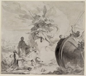La cabeza de San Torpe salvada por ángeles y restaurada al arzobispo Frederigo de Giambettino Cignaroli