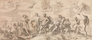 Baco con sus compañeros descubriendo a Ariadna en la isla de Naxos de Gian Battista Bolognini