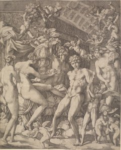 Venus y Marte con amorcillos y tres gracias de Gian Jacopo Caraglio