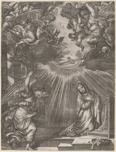 La Anunciación de Gian Jacopo Caraglio after Titian